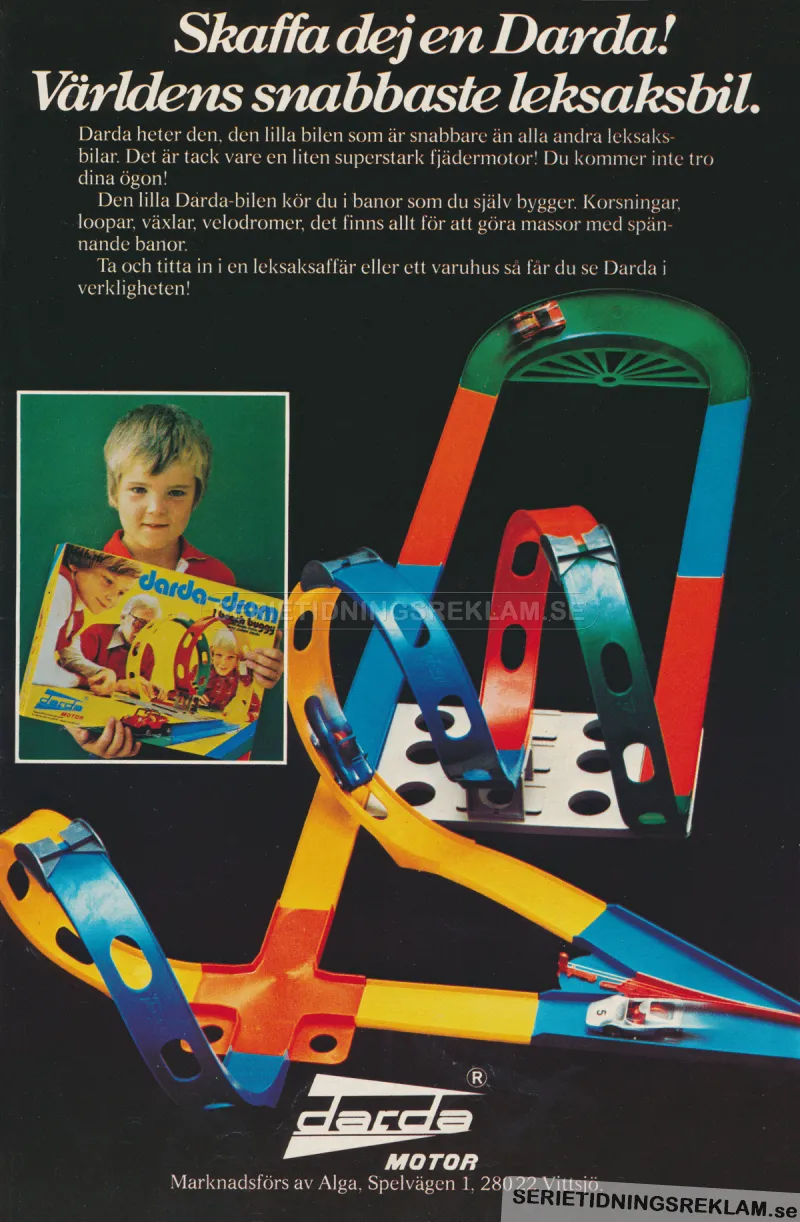 Reklam för bilbanan Darda och Darda-Drom