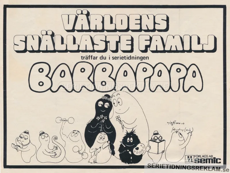 Reklam för serietidningen Barbapapa