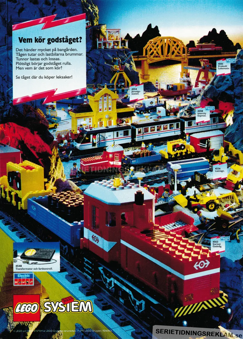 Reklam för nya byggsatser från LEGO med tåg som minsta gemensam nämnare