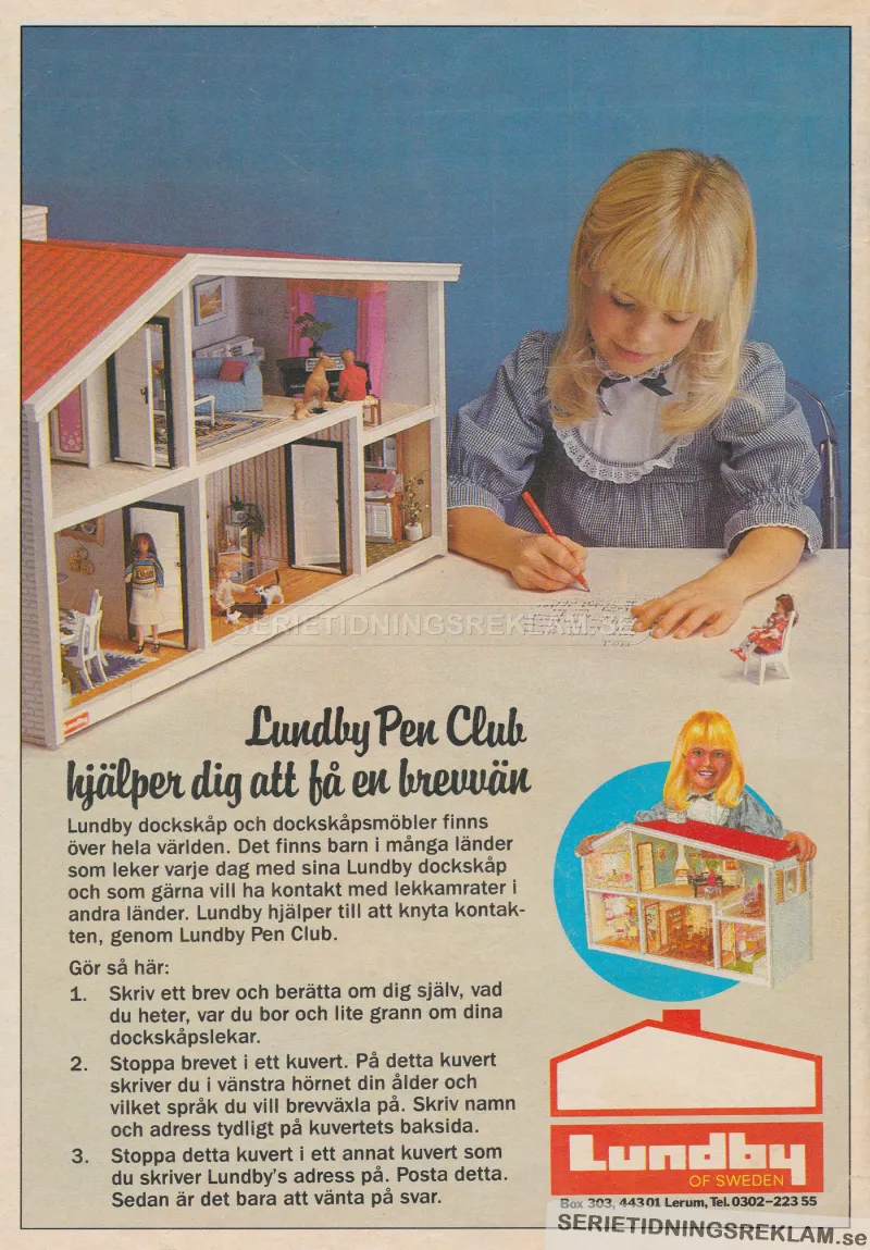 Reklam för Lundby Pen Club som gör att du kan få brevvänner