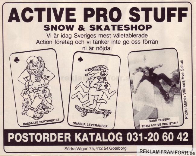 Annons från postorderföretaget Active Pro Stuff i Göteborg