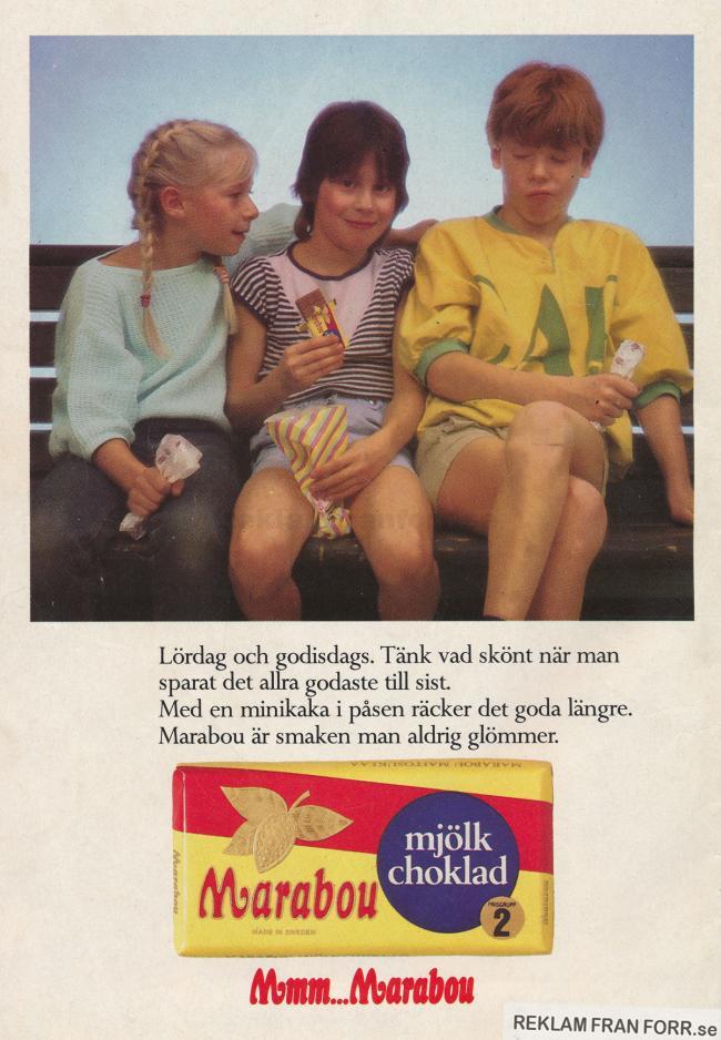 Annons för Marabou mjölkchoklad med bland andra Mikael Donaire och Frida Hallgren