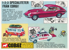 Reklam för leksaksbilar från Corgi Toys