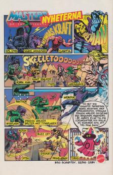 Reklam i serietidningsform där 10 nya figurer från Mattels serie Masters of the Universe presenteras