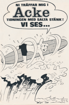 Internreklam för serietidningen Acke