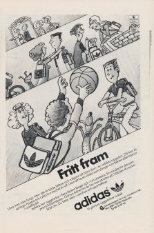 Illustrationsreklam för adidas där de lyfter fram att de även för ryggäsckar.