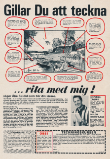 Reklam för Teckningskursen med Åke Skiöld som lärare