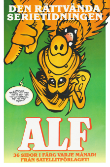 Reklam för serietidningen om utomjordingen ALF som kommer till jorden
