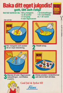 Reklam för ÖGON CACAO från Fazer med recept på julgodis