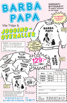 Reklam för kläder med Barbapapa-tryck från Wright & Co