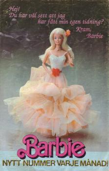 Reklam för att dockan Barbie har fått en egen serietidning som bara handlar om Barbie
