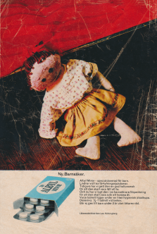 Bild på en förpackning av läkemedlet Albyl Minor med en docka intill