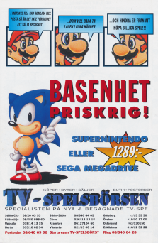 Reklam för försäljning av begagnade spel och spelkonsoller via företaget TV-spelsbörsen