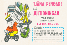 Reklam för att sälja jultidningar via Smålänningens förlag från Stockholm