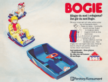 Reklam från Perstorp Konsument som visar upp boben Bogie
