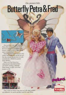 Reklam för dockan Butterfly Petra där du får ett smycke när du köper den