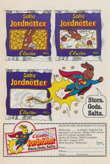 Reklam för jordnötter från Cloetta där en mus äter nöten och blir en "stålmus"