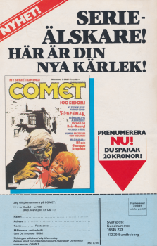 Reklam för den nya serietidningen Comet