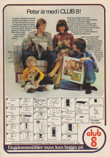 Reklam för möbler från Club 8, ungdomsmöbler man kan bygga på