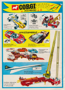 Reklam för nya bilmodeller från tillverkaren Corgi Toys