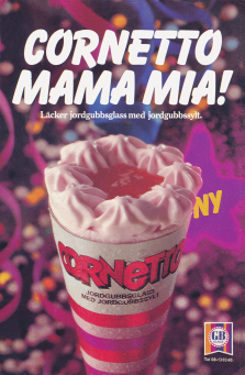 Reklam för glassen Cornetto från GB Glass