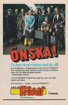 Reklam för tidningen Lilla Fridolf och dennes önskeklubb