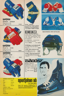 Reklam för möjligheten att köpa sportprylar via postorder från Sportjohan i Bolleebygd