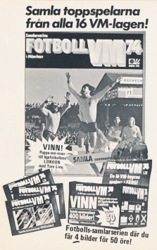 Reklam för samlaralbumet för fotbollsvm 1974