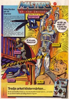 Reklam för ett gäng nya dockor i serien Masters of the Universe
