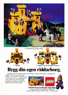 Reklam för LEGOs nya byggsats riddarborgen, som på bilden syns är gul