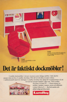Reklam för en sovrumsmöbel från Lundby till deras dockhus