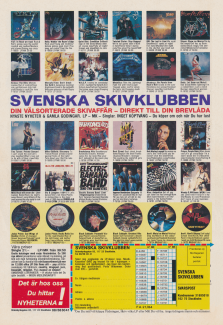 Reklam för Svenska Skivklubben som visar upp en massa skivomslag i annonsen som du kan beställa från