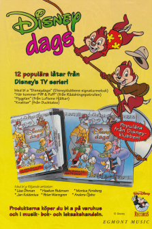 Reklam för CD och kassett med 12 sånger från populära Disneyprogram på TV