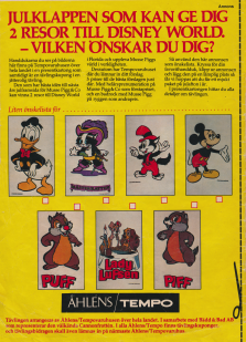 Annons för en tävling med Åhlens och Disney där man kan vinna en resa till Disneyworld i Florida