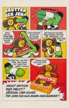 Reklam för Cloettas tablettask med Drutten på