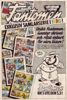 Reklam för Fantomen och påhittet att ha en samlarserie som väl ihopsamlat blir ett nytt Fantomenäventyr