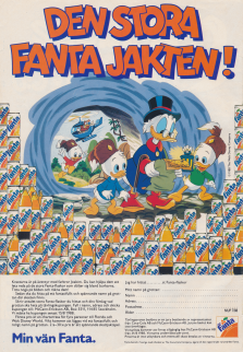 Reklam för Fanta, med en tävling där man ska räkna antalet Fanta-flaskor i annonsen