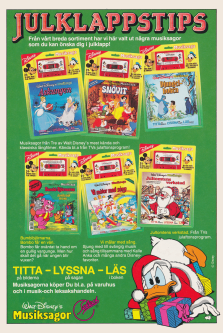 Bild på sex stycken musiksagor - bok och kassett - från Disney