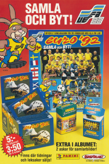 Reklam för samlarbilder från Panini gällande fotboll och UEFA92