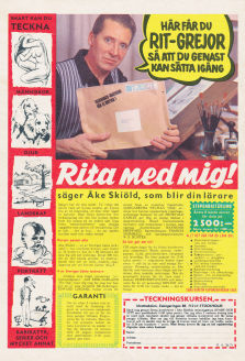 Reklam för Åke Skiölds teckningskurs från 1971