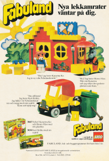 Annons för nya leksaksboxar från Lego Fabuland