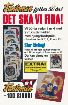 Annons om att Fantomen fyller 50 år och att det ska firas med bland annat tävlingar