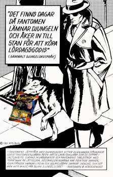 Annons för lördagsgodispåsen med Fantomen på 