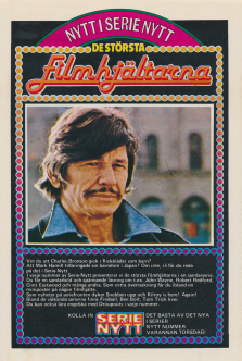 Reklam för samlarbildserien De Största Filmhjältarna som går i tidningen SerieNytt