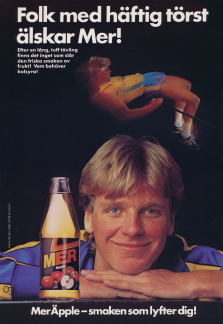 Reklam för drycken MER där Patrik Sjöberg är affischansikte