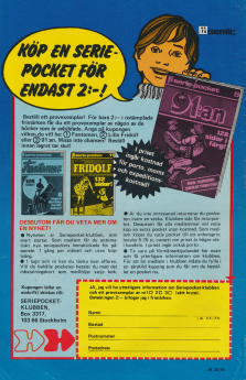 Reklam för seriepocket på postorder - Seriepocketklubben