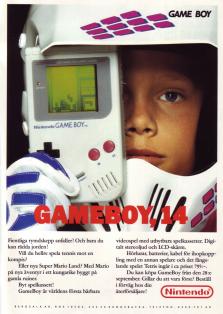 Annons för Nintendos nya bärbara videospel med utbytbara kassetter: GameBoy