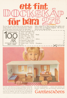 Reklam för dockhus från Gamlestadens Dockskåp AB