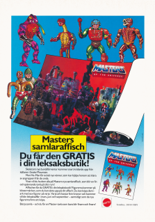 Reklam för möjligheten att få en affisch i din leksaksaffär som visar en miljö från Master of the Universe