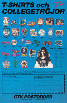 Reklam för tröjtrycksföretaget GTK Postorder och deras verksamhet